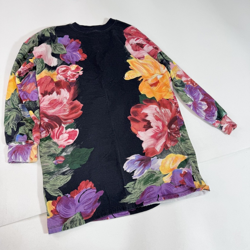 Molo Dress Girls 170/176 Black Floral Cyrella Organic Cotton Sweatshirt Tunic